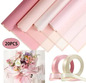 Elegant Floral Wrapping Set 20 Pcs Waterproof Paper Sheets 4 Styles with Satin Ribbons 23.6 x 23.6 Inches for Wedding Birthday Party Graduation Gift yard decor