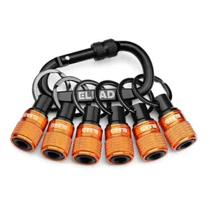 6-Piece Bit Holder Keychain Set – 1/4 Inch Hex Shank Quick Release Bit Holders with Carabiner, Perfect for Screwdriver, Drill Bits, and Nut Drivers – Tool Gifts for Men