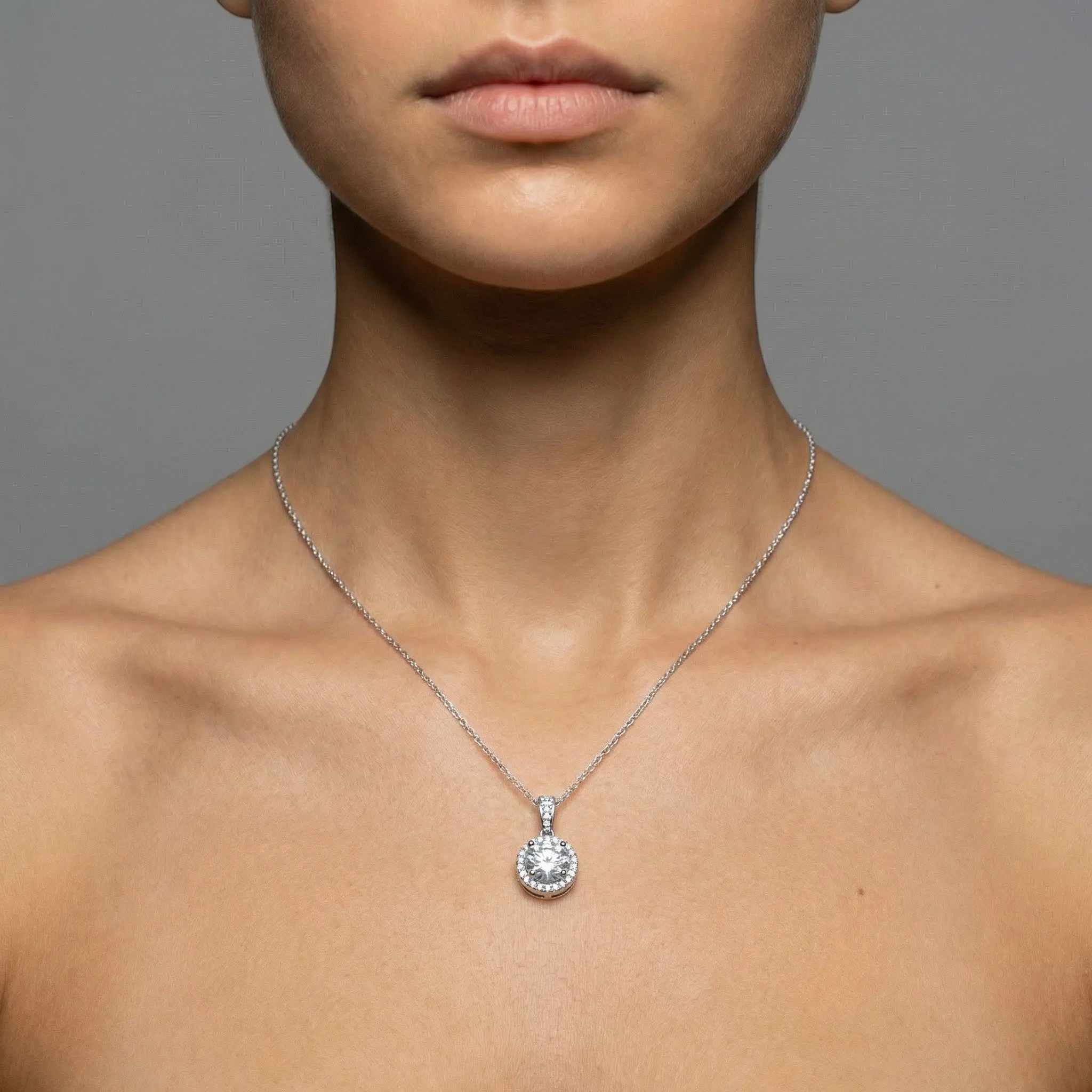.5 CT Round Halo + Hidden Halo Cushion Moissanite VVS D Pendant