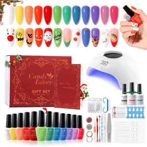 Gel Polish Kit, 12 Winter Wonderland Holiday Colors - Soak Off UV LED Gel with Smooth, Long Lasting Gloss Finish, Gentle & Vegan Nail Products for Salon Use