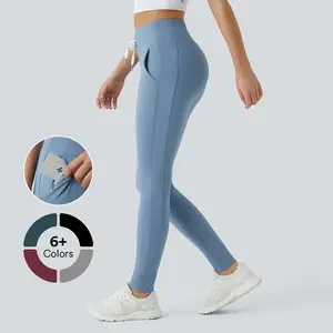 Halara Softlyzero Airy High Waisted Drawstring Side Pocket Plain Full Length Joggers Gym Exercise Outfits