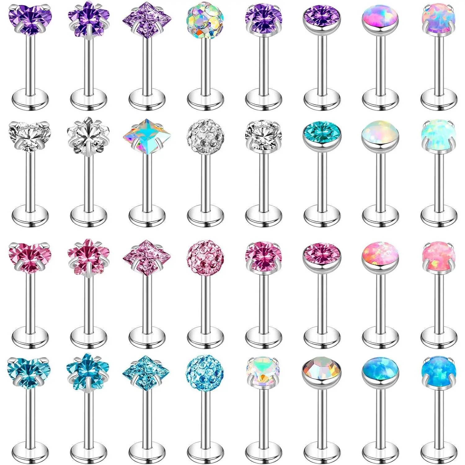 ONESING 12-25 Pcs 16G Tragus Earrings for Women Men Cartilage Earrings Labret Stud Tragus Piercing Jewelry stud fashion
