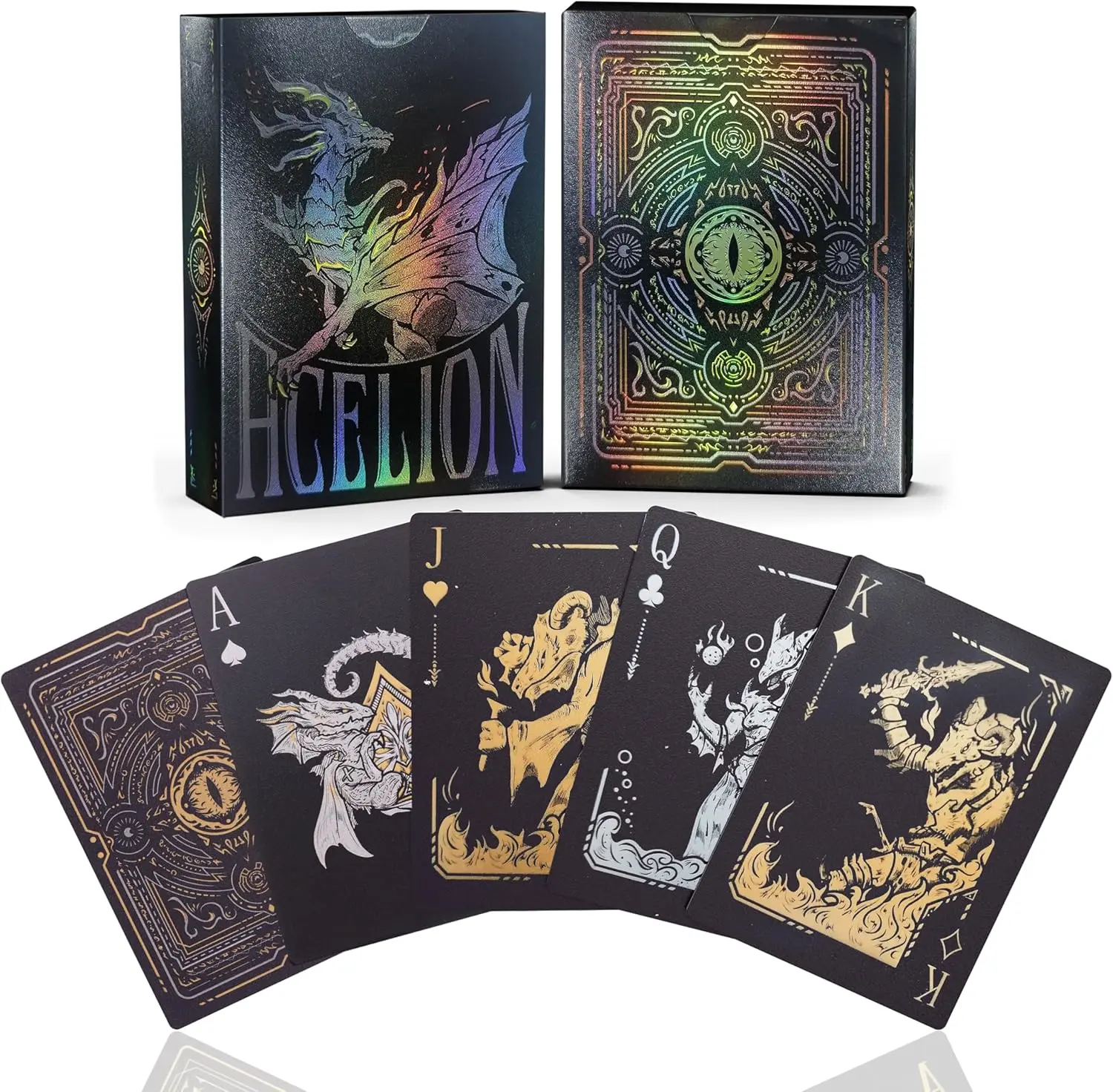 Dragon Poker Cards for Game and Party, Deck of Cards Dragon, Waterproof Playing Cards,Cool Black