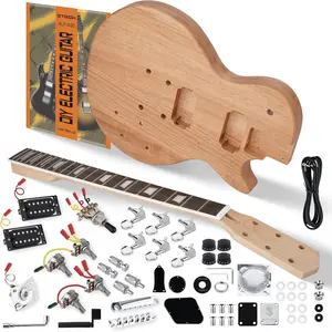 STRICH DIY Electric Guitar Kit, LP Style Mahogany Body & Maple Neck Guitar with HH Pickups, Easy to Assemble Kit with All Parts Included – Build Your Own Electric Guitar SLP-D30