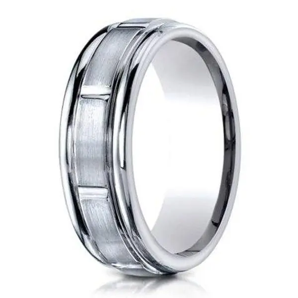 6mm Men's Benchmark Titanium Wedding Ring with Polished Grooves