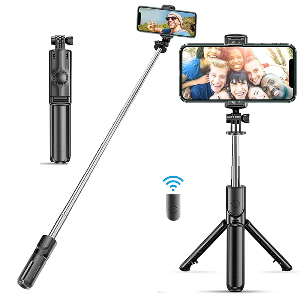 Remote Selfie Stick Tripod, Phone Desktop-Floor Stand Holder, Adjustable Flexible Mini Camera Support Stand Selfie Accessories for Indoor/Outdoor Use, Flexible Tripod Selfie Accessories