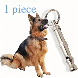 1 dog whistle to prevent barking, adjustable pitch, professional pet training dog whistle with keychain, silver tone to help your dog stop bad behavior, no battery required