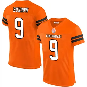 CIN Burrow 9 Men's Stitch Sport Jersey Football LAS In Orange And Black