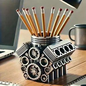 2026 New V6 Engine Pen Holder, Pencil Holder, Creative Resin Craft Design, Wholesale Christmas Gift, Unique Desk Organizer, Stylish Office Accessory