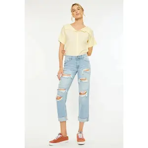 Mid Rise Distressed Kancan Boyfriend Jeans