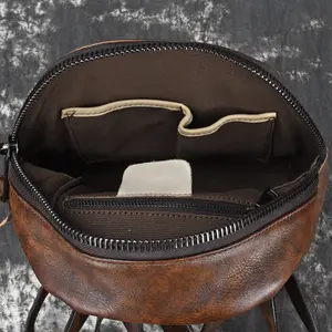 Vintage Leather Backpack - Hand-Rubbed Cowhide, Retro Double Shoulder Bag with Tree Skin Care Lotion