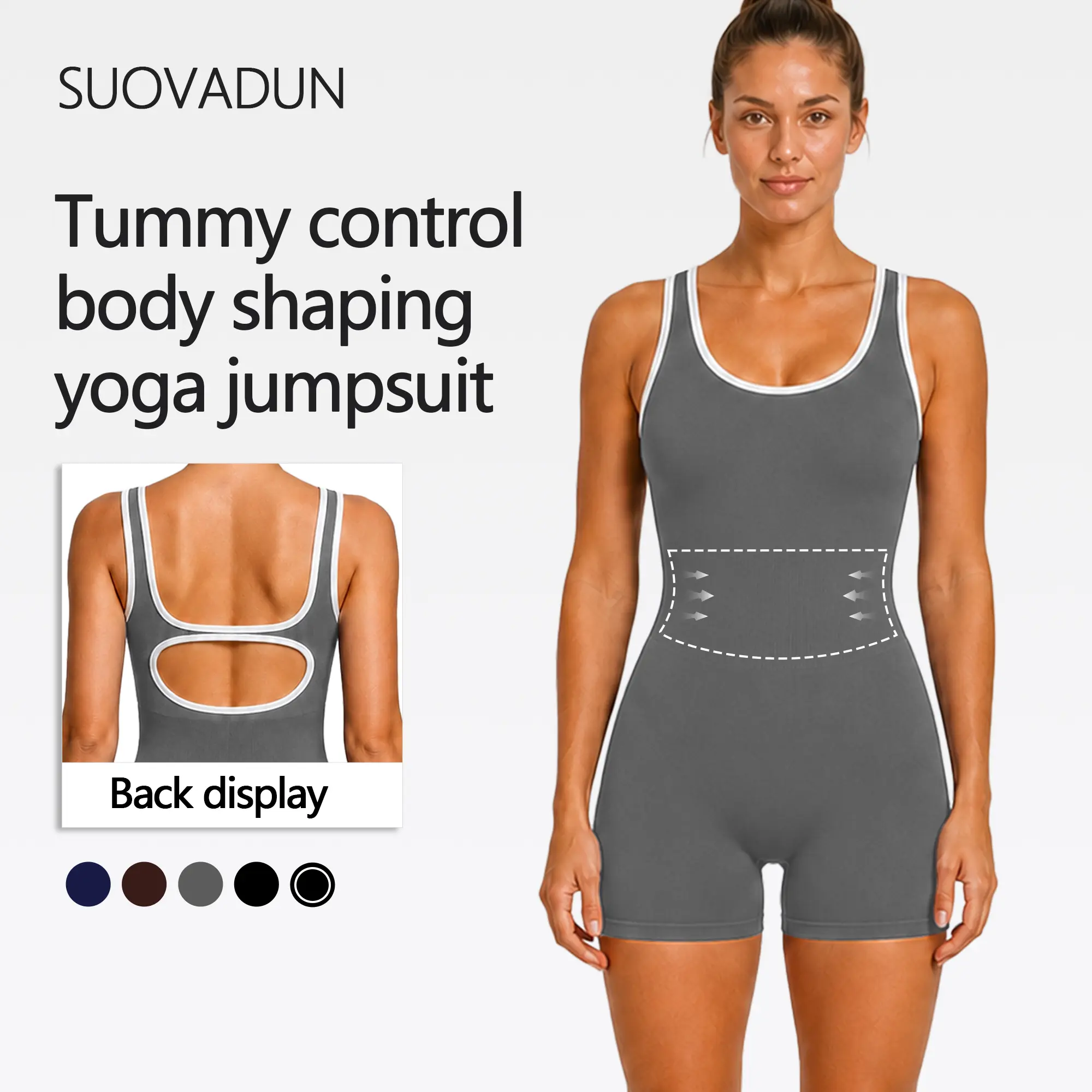 【Live Stream Discount】SUOVADUN Women’s Seamless Sleeveless Yoga Jumpsuit - 1-Piece Solid Sportswear Jumpsuit, Stretchy Spring Summer Activewear for Fresh Sporty Look (LTY003), Sportswear Jumpsuits tiktokshopbacktoschool,back to school,back to school haul