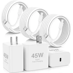 45W Super Fast Charger for iPhone 17 Charger,3Pack USB C Fast Charging Block with 10FT Long C to C Cable for iPhone 17/16/15 Pro/Airpods 4 /AirPods Pro 2/iPad 10/11th/for Samsung S25 Ultra