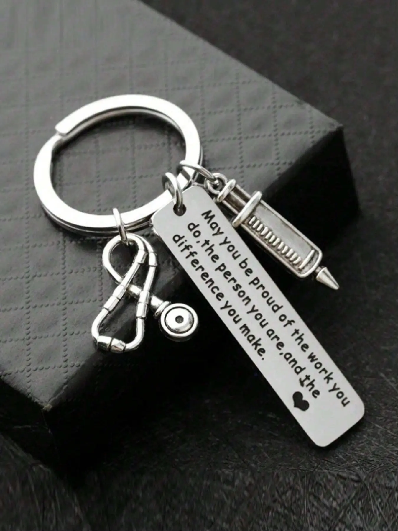 Nurse Pride Medical Badge Stainless Steel Letter Keychain, Ideal for Med Students, Nurses, Backpacks, Car Keys, Teacher Gift, Back-To-School Accessories