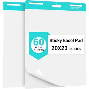 Chart Paper,Sticky Easel Pad for Teachers, 20x23 Inches,Anchor Flip Chart Paper with Lines,Heavyweight Self-Stick Flip Chart Paper, -Free & EasyRemoval, 60 Sheets, 2 Pads