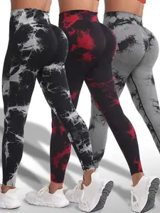Women's 3-Pack Tie Dye Graphic Print Leggings, High-Waisted Workout Bottoms with Tummy Control & Rear Lifting, Squat-Proof Soft Leggings for Yoga & Gym Use, Leggings Women