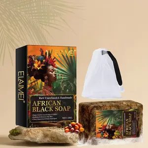 ELAIMEI African Black Soap,Best Raw ORGANIC AFRICAN BLACK SOAP, Handmade for Dry Skin and Skin Conditions, Gentle Cleansing. Pure & Natural Ingredients, Cocoa, Imported From Ghana, Body Care