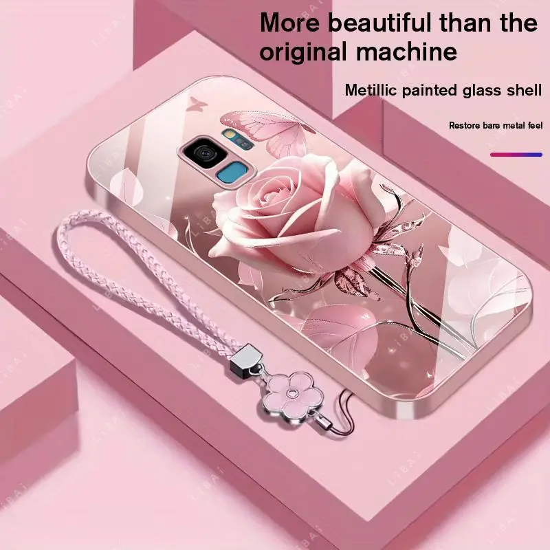 Suitable for [Galaxy S9] high-end phone case，a beautiful four-leaf clover lanyard is included,exquisite and high-end design,a variety of colors are available for you to choose from YM99