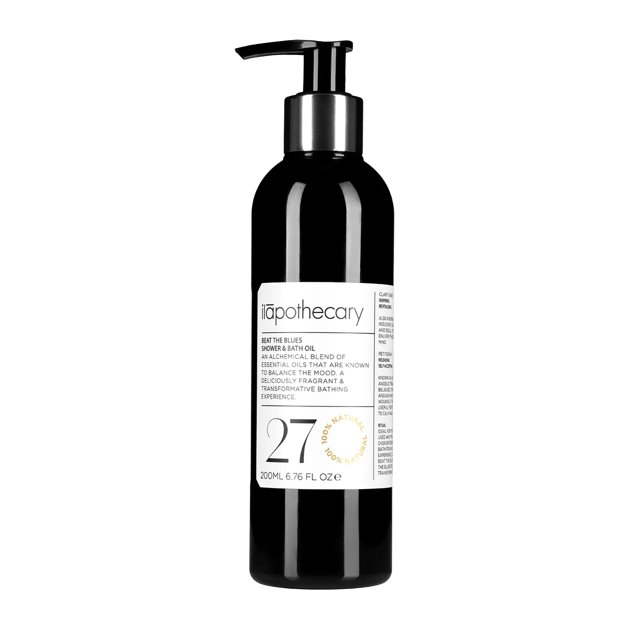 ilapothecary Beat The Blues Shower and Bath Oil - Essential Oils Shower Oil - Hydrates and Nourishes Your Skin - Vegan and Nut Free - 200 ml