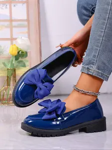 Women's Fashionable Bowknot Design Loafers with Round Toe Shape, Casual Comfortable Thick Sole Flatform Shoes for Daily Wear, All-match Commuter Shoes for Work & Daily Wear
