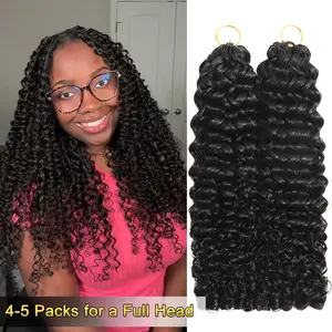 New 2026 Ramiss Water Wave Crochet Human Hair for Mircale Knots Boho Braids Knotless Burmese Curly Kinky Curly Feather Crochet Human Hair 4-5 Packs for Full Head Pre-Separated 60g/Pack Time-Saving, 50 Strands/Pack lightweight Glueless Protective Styles