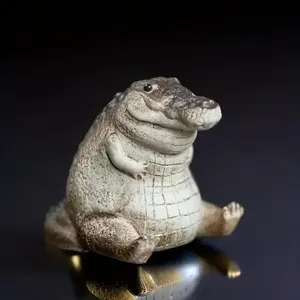 Mini Crocodile Statue Decoration Craft, Cute Tea Pet, Animal Design Miniature Landscape Ornament, Desktop Ornament For Home Decor, Decorative Sculptures, Living Room Ornaments