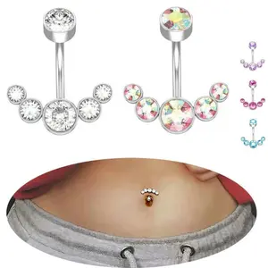 1PC Internal Thread Steel Navel Piercing Rings Crystal Sexy Belly Button Bars Body Jewelry floating navel ring jewelry charm jewelry