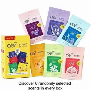 Godrej Aer Power Pocket Random Scent Pack of 6, Hanging Home Air Freshener