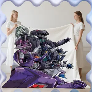 Transformers Decepticon Crew Throw Blanket, Villain Themed Cozy Blanket, Soft Fluffy Lightweight Blanket for Fans, Anti-Pilling Washable Decorative Blanket
