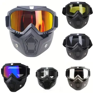 Unisex Detachable Impact-Resistant Skull Face Mask, UV400 Anti-Wind Anti-Sand Full-Face Protective Mask, Goggles for Cycling, Welding & Outdoor Activities