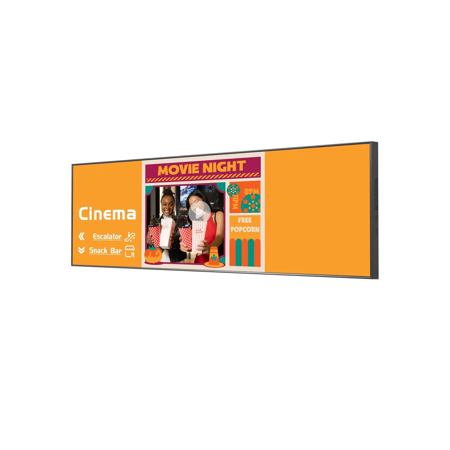 Canlarriz 48.5-inch Ultra-Wide Bar Digital Signage Display, 700 Nits FHD Shelf Screen, Dual-Zone Split Playback, Remote Control, 24/7 Reliable Operation, for Retail Counters, Stores & Malls.
