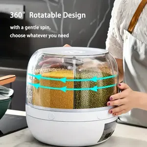 [Airtight Food Dispenser] 1pc 360° Rotating Airtight Food Dispenser - Large Capacity, Space-Saving Design for Easy Access to Grains, Beans,