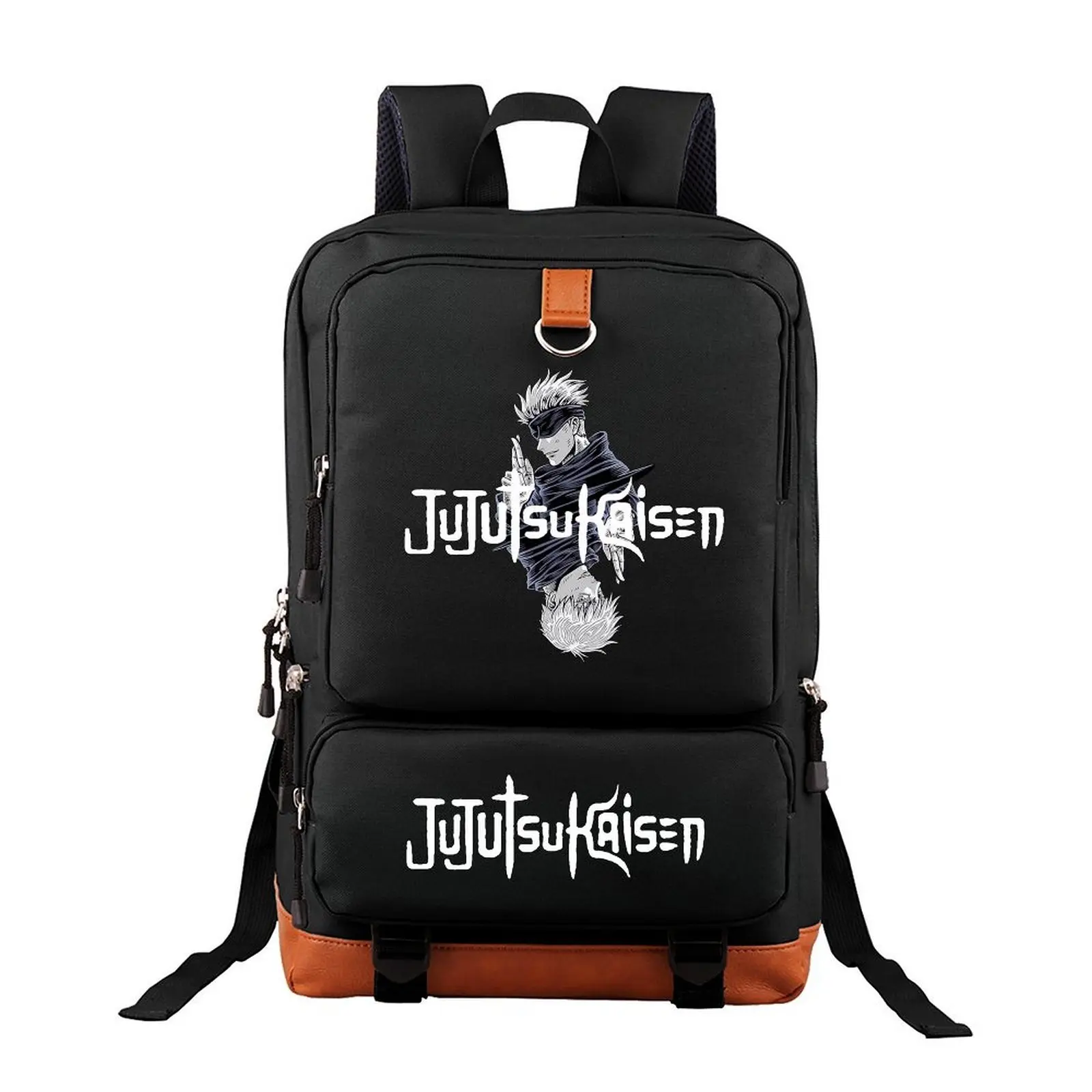 Unisex Multifunctional Commuter Backpack - 300D PU Fabric, Anime Graphic Print, High-Capacity, 17.3-in Padded Laptop Compartment, Zipper Closure, Single Handle Strap, One Size, for Adults, Hiking