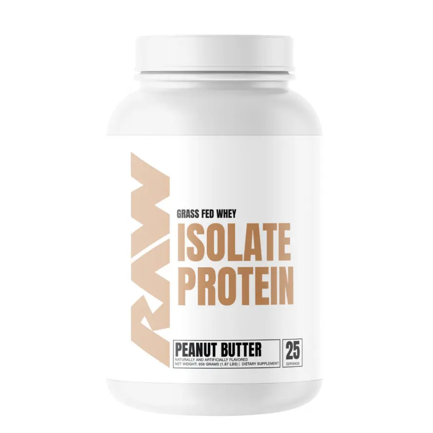 RAW NUTRITION Grass-Fed Whey Isolate Premium Protein Powder - 25g Per Serving, Micro-Filtered, Low Carb, Low Fat, GMO-Free, Sugar-Free, Stevia Sweet, Metabolism-Boosting, Immune Support Natural Supplement for Muscle Growth, Natural Supplements