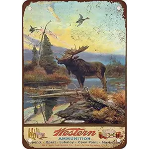 Great Wall Sign Aluminum Sign Western Ammunition And Moose Vintage Look 8X12 Inch, Gift For Her, Birthday Gift, Mothers Day Gift, Gift For Women, Grandma Gifts