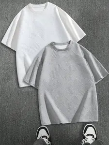 Men’s two-pack casual striped short-sleeve T-shirts, stylish and versatile, comfortable and breathable, suitable for various occasions (1)