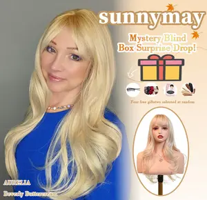 sunnymay 22 Inches Long Layered With Bangs Women Fashion Synthetic Wig AURELIA Beverly Buttercream Curly Blonde Synthetic Lace Front Wig glueless wigs deep wave wigs headband wigs chocolate brown wig wigs for women