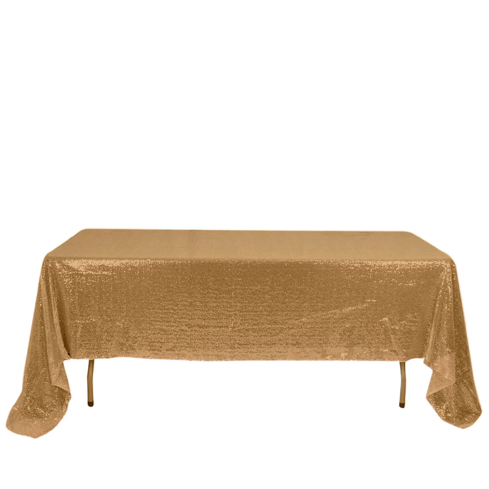 Gold Sequin Rectangle Tablecloth (60"x126"), Glam Glittering Finish for Wedding & Vibrant Celebrations