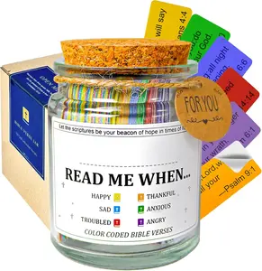Bible Verse Jar with 108 Scripture Stickers, Graduation Gifts, Fathers Day Gift, Birthday, Christian Gifts for Women, Teacher Appreciation Gift, Personalized Name Label