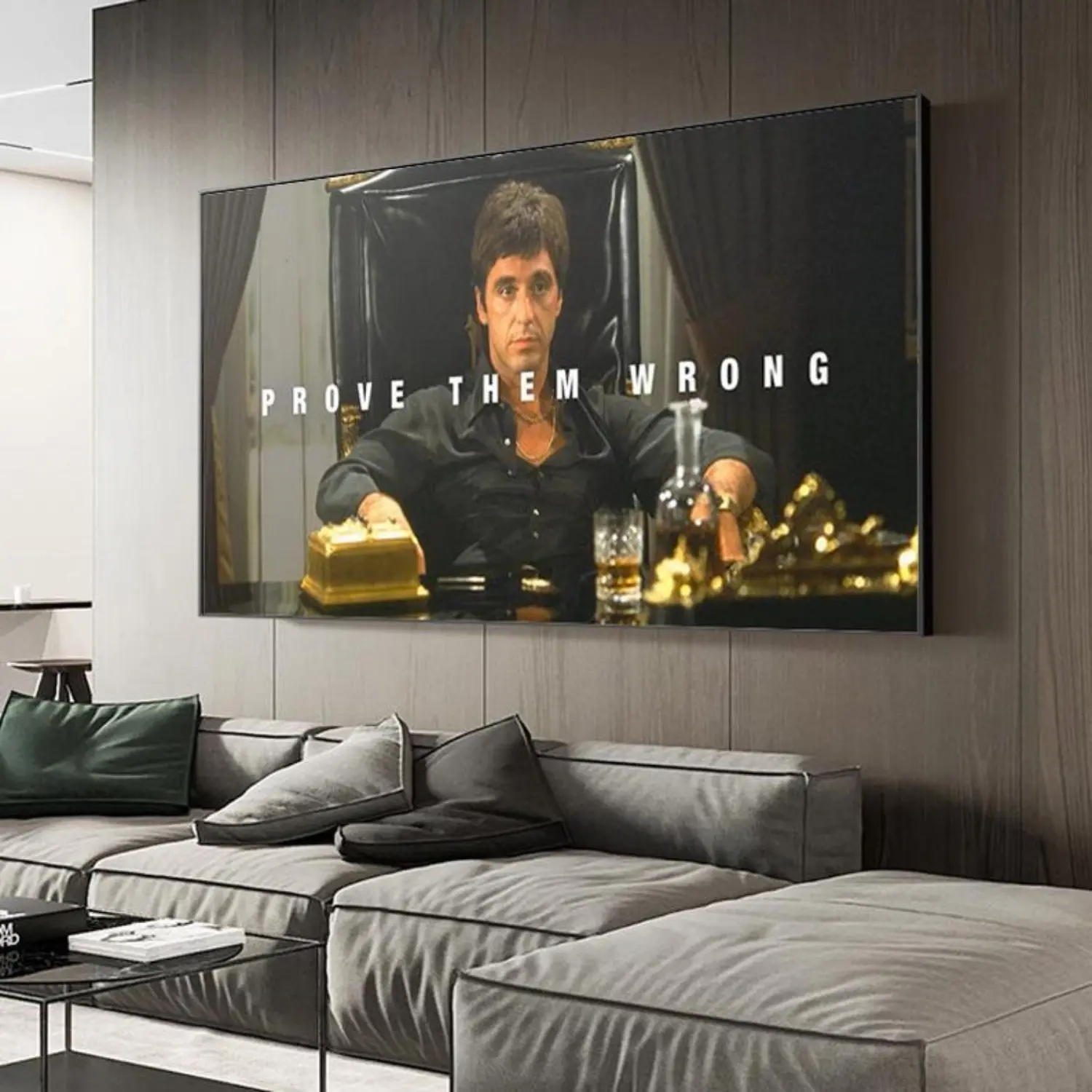 Scarface x Tony Montana Motivational Canvas Wall Art Poster - Bold Gangster Boss Quote Print, Wood-Framed Eco-Friendly Odourless Hustle Decor, Man Cave Decor, Coffee Nook & Home Office Room Art