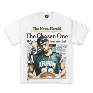 2002 Lebron James The Chosen One Graphic T-Shirt Streetwear Crewneck Tshirt Menswear Top Man Shortsleeve clothes men Casual White clothes men 0
