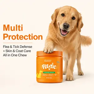 Flea and Tick Prevention for Dogs - Skin and Coat Care Chews with Glucosamine Chondroitin ，Omega 3,6 ，180 Soft Chews ， All in One Multi Protection