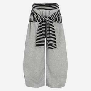 Aelfric Eden Baggy Barrel Sweatpants Wide-Leg Relaxed Fit Striped Layered Tie-Waist Soft Fabric Unisex Streetwear Casual Joggers