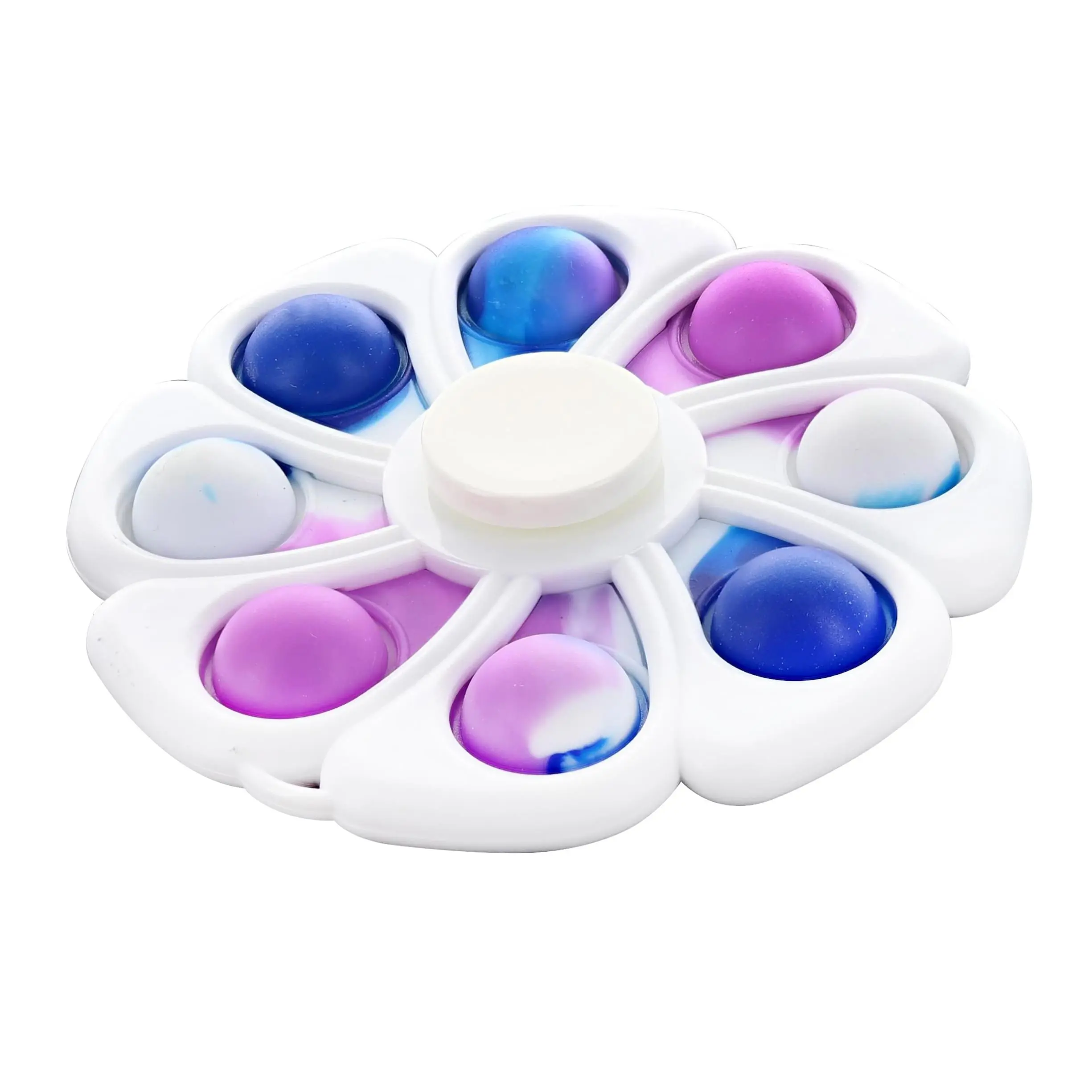 Pop Fidget Toy Spinner White Flower 8-Button Bubble Popping Game