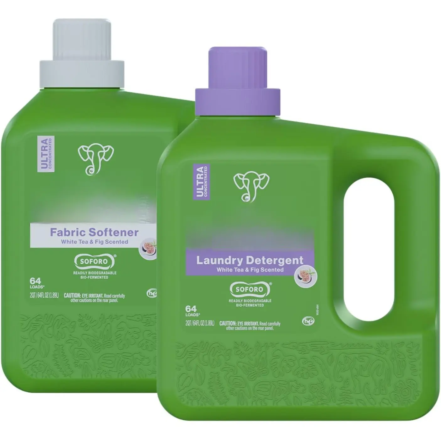 Liquid Laundry Bundle - Laundry Detergent & Fabric Softener, Ultra Concentrated, , Stain Remover, Fresh Linen, High Efficient, 64 loads - White  and Fig (2 x 64 fl oz)