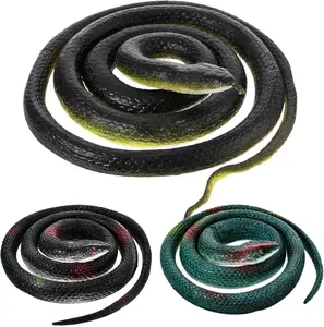 3 Pieces Rubber Snakes Realistic Large Lifelike Fake Toys Plastic Garden Snake to Keep Birds Away Scare Squirrels Halloween Prank Props Scare Toy(Classic Style)