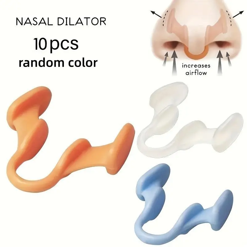 Silicone Anti-Snoring Nose Clip Set, 10 Pieces, Comfortable Professional Snore Prevention Device, Suitable for Adults Head Circumference 22.05-23.62 Inches, Noseclip