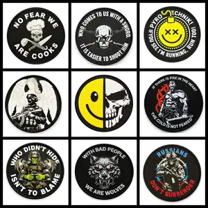 9Pcs Funny Tactical Printed Patch Set 3.35in Round Hook & Loop Morale Badges for Backpack Vest Jacket Hat
