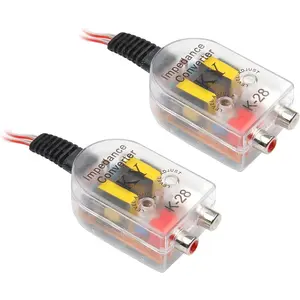 2 count  High Frequency to Low Frequency Output Converter, Speaker Output to RCA Line Control Audio Signal Adapter, CD Player High and Low  Audio Wiring, Universal  (Transparent)