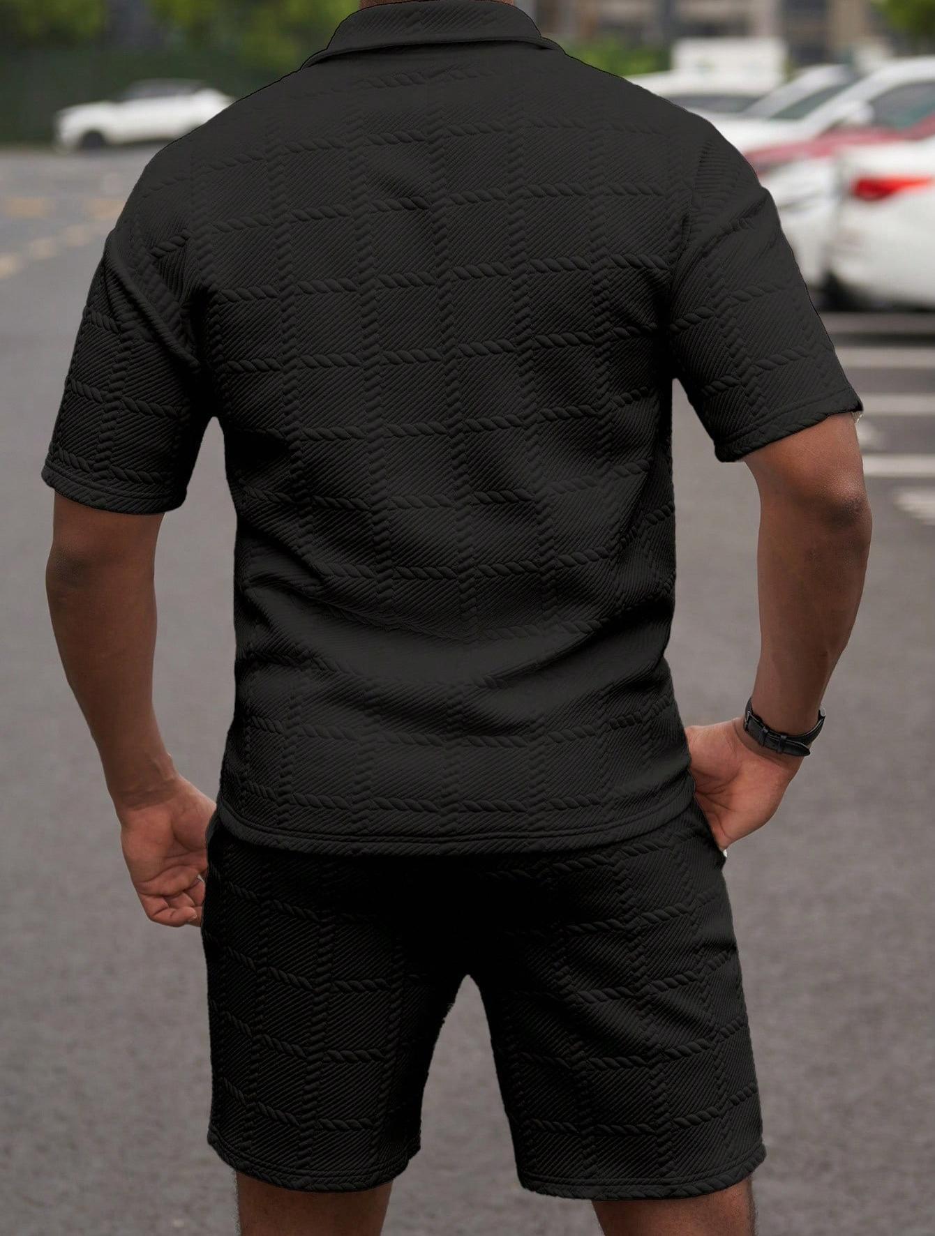 KZZ Men's Summer Solid-Colour Fashion Casual Short-Sleeved Suit Clothes Clothes Menswear Formal Shortsleeve Chainsaw Top Top Gamis Gamis Tropical